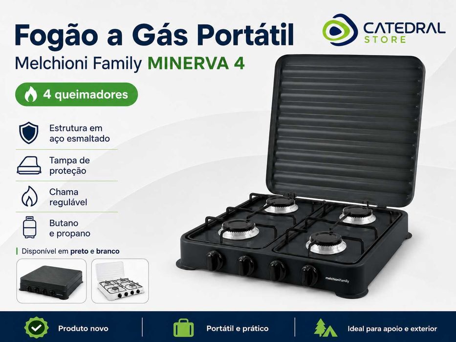 Fogão a Gás Portátil 4 Queimadores Melchioni MINERVA 4 – Novo