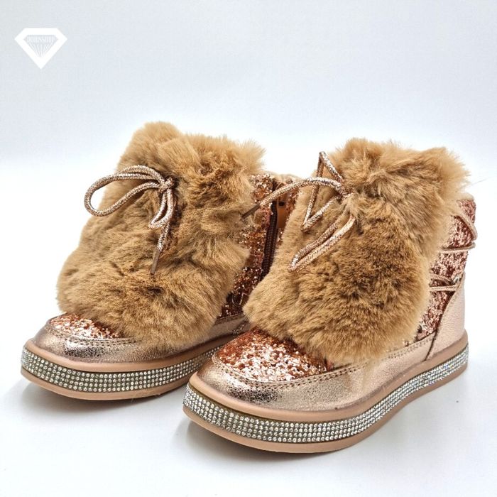 Botki dziewczęce 25 złote futerko 25-30