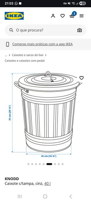 Caixote 40L Knodd Ikea