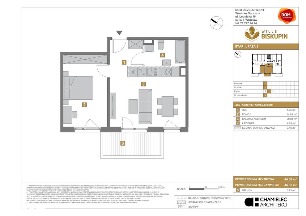 2-pokojowe mieszkanie 44m2 + balkon Bezpośrednio