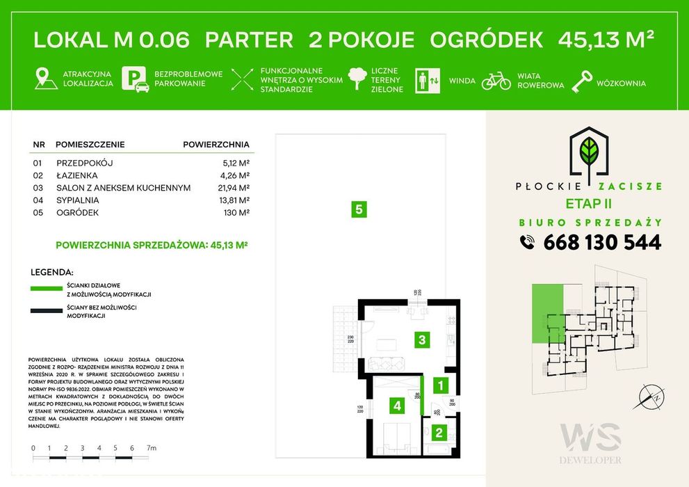 Płockie Zacisze Etap II - 45,13m2 + Ogródek 130m2