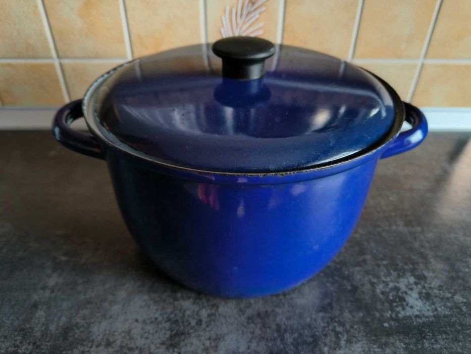 Duży garnek emaliowany z pokrywką | Klasyczny | Retro | PRL | Indukcja
