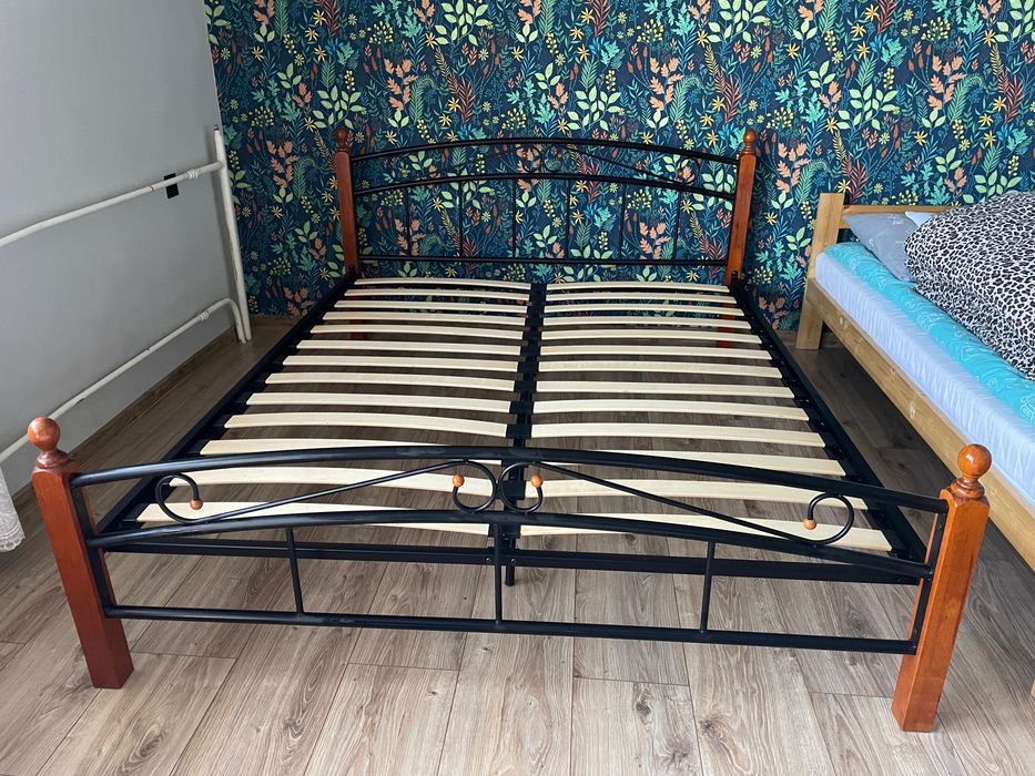 Łóżko kute metalowe drewniane stelaż 160x200