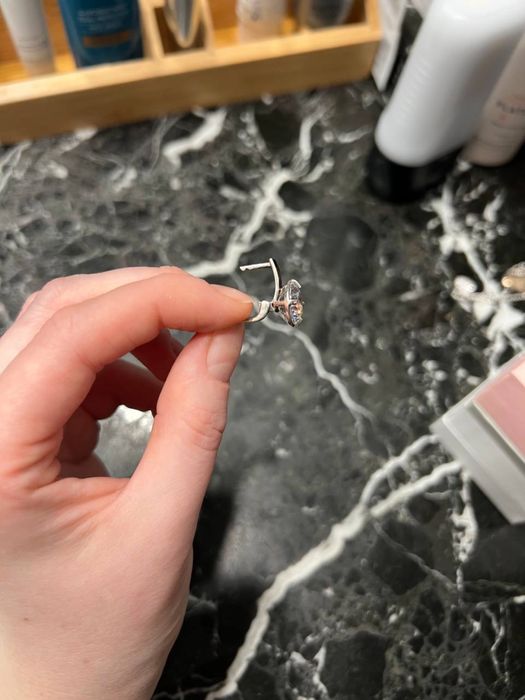 Сережка срібна з позолотою