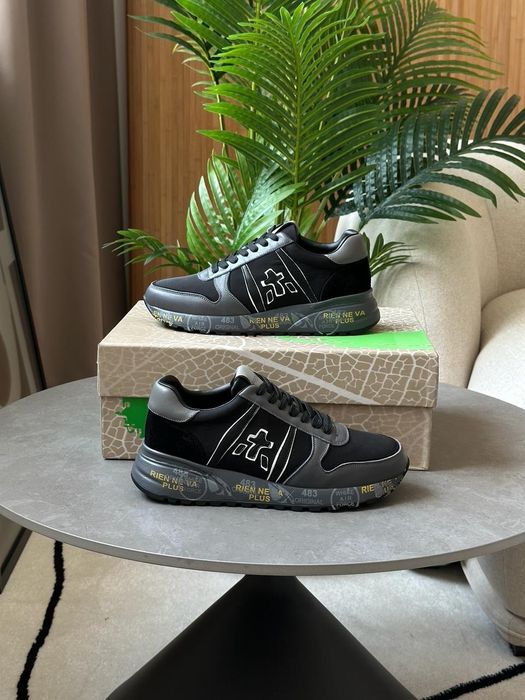 р36-40 Жіночі Кросівки Premiata Lander Total Black/Grey leather