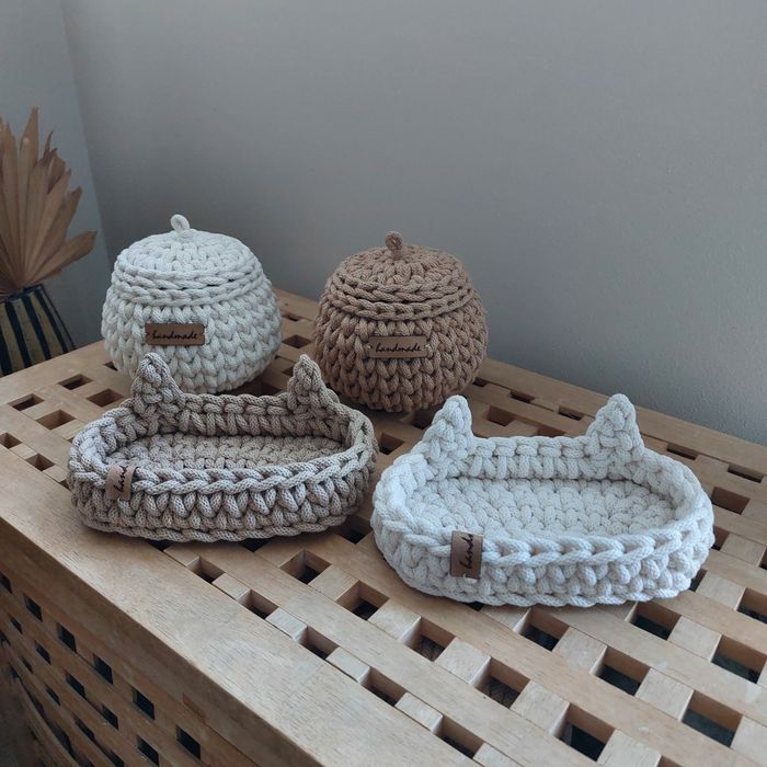 Zestaw koszyków ze sznurka