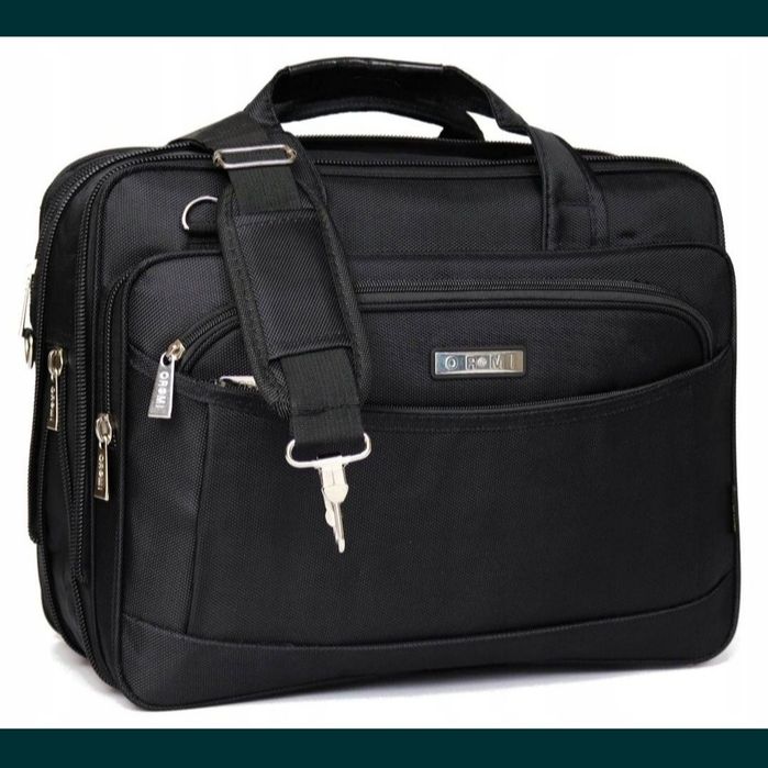 Duża Torba męska na laptop do pracy na ramię listonoszka dwukomorowa