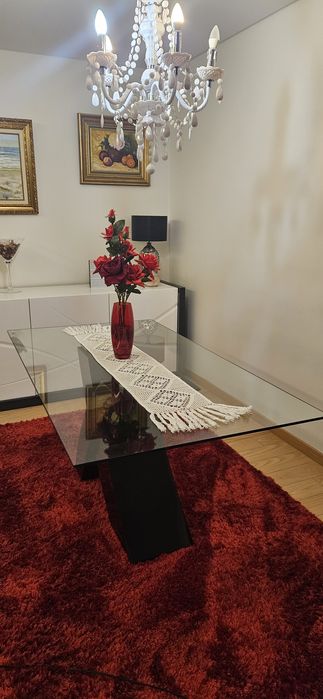 Mesa em vidro sala 160x 80 + cadeiras