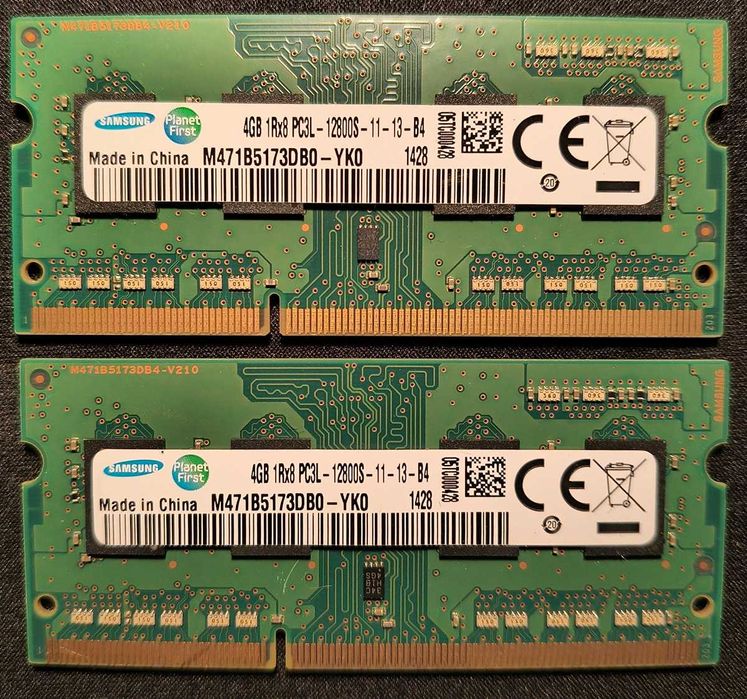 2 szt. (2x4GB) SAMSUNG 4GB SODIMM PC3L-12800S M471B5173DB0-YK0