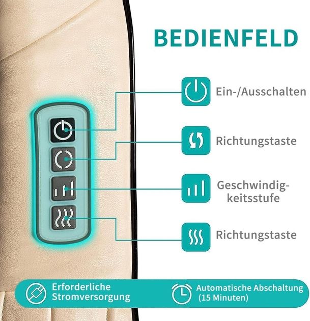 Масажер для шиї та спини з розслабляючим теплом Nekteck Shiatsu