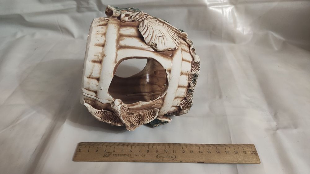 Декорация для аквариума, бочка, домик, островок для черепахи