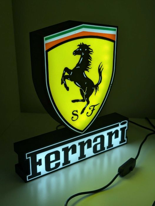 Candeeiro com logo da Ferrari para fãs da marca com luzes led e USB