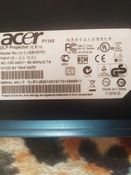 Проектор ACER P1165 DLP кейс +  новая лампа