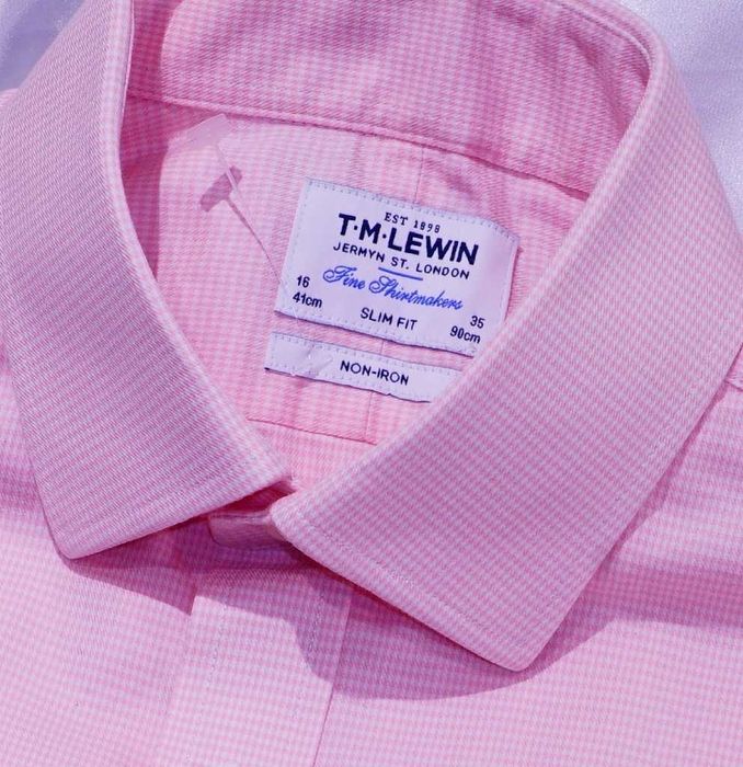 MT Lewin  koszula L 41 Slim Non-iron różowa houndstooth bugatti kenzo