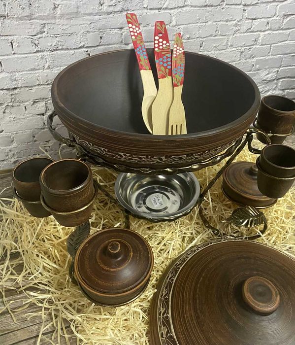 Садж кованный для шашлыка из глины подачи мясных блюд 3.5 л жаровня