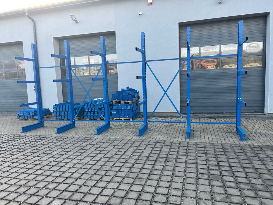 Regał regały wspornikowe jednostronne H300cm na dłużyce drewno profile