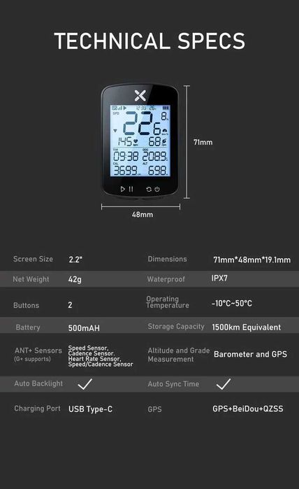 Computador de Bicicleta GPS XOSS GEN2 G+