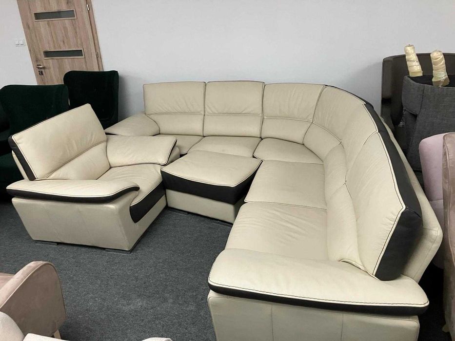 Kanapa skórzana z fotelem