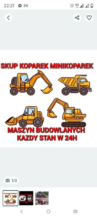 Skup koparek minikoparek ładowarek spycharek koparko ładowarek sprzętu budowlanego 24h car JCB volvo