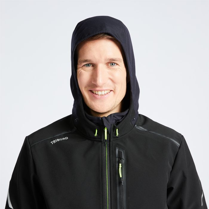 Casaco Softshell Corta-Vento de Vela Homem Sailing 500 Preto