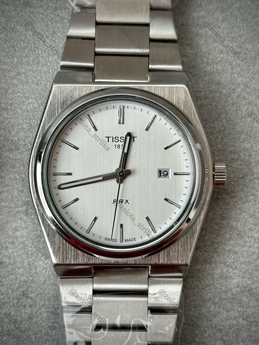 Tissot PRX 40 мм чорний, білий. Годинник чоловічий класичний, ретро