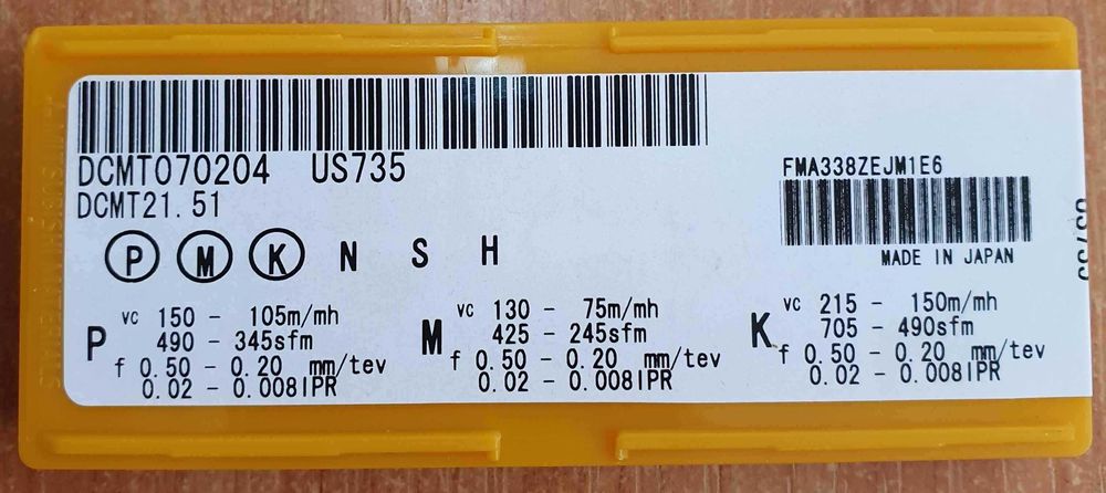 Токарные пластины 10 шт MITSUBISHI DCMT070204, ромб с TIN покрытием