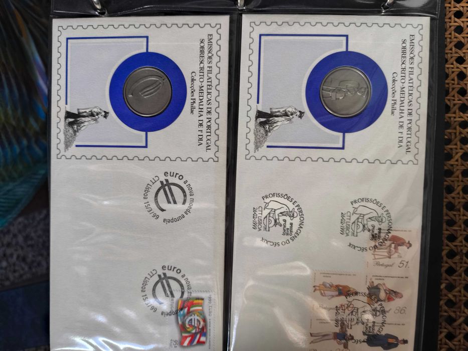 Coleções sobrescrito-medalha 1°dia (coleções Philae) - 1997 a 2001
