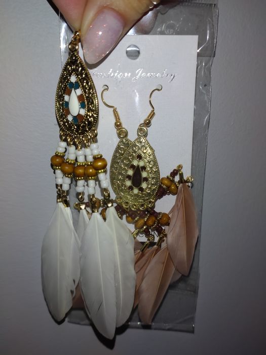 Kolczyki pióra hippie boho