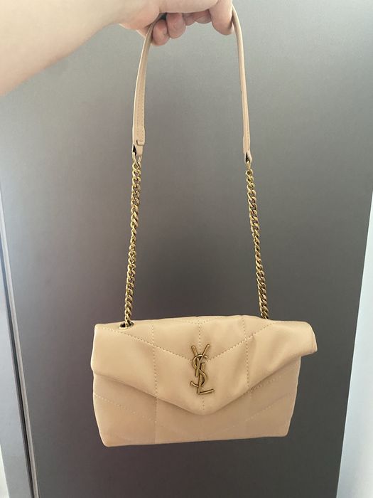 Saint laurent small puffer skóra naturalna
