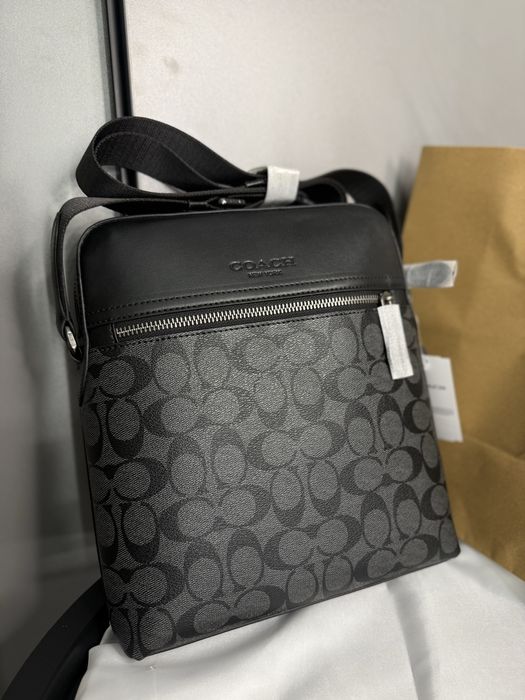 Сумка барсетка мужская коач кожанная coach