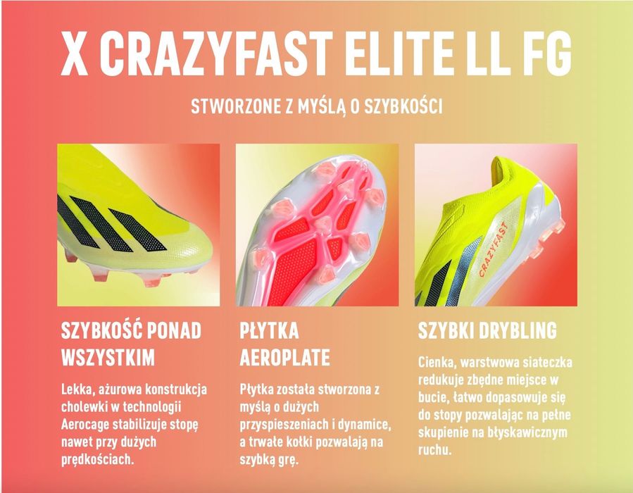 Korki adidas X Crazyfast Elite LL FG - Żółty PROFESJONALNE