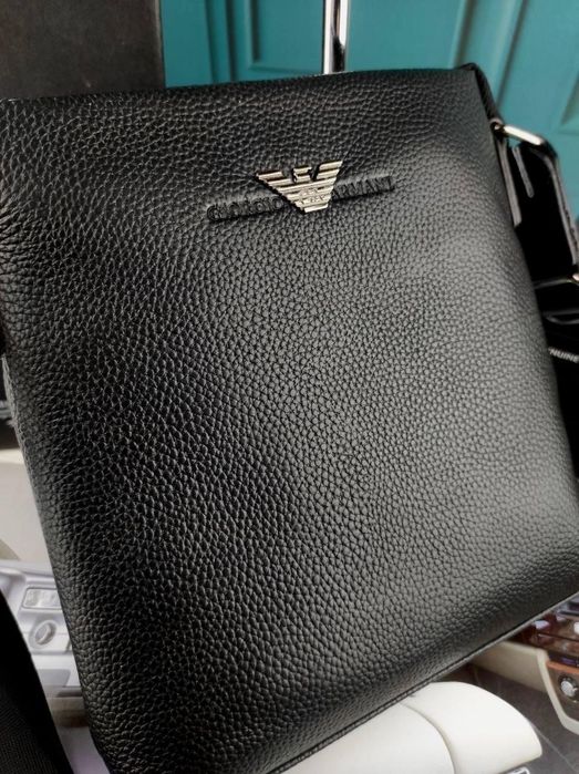 Шкіряна чоловіча сумка Armani Армані мужская кожаная сумка
