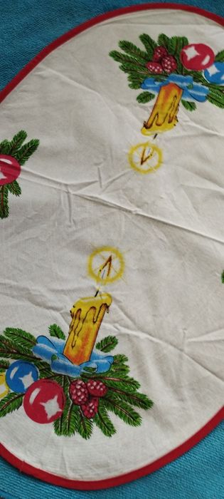 Serweta owalna świąteczna Boże Narodzenie bawełniana.