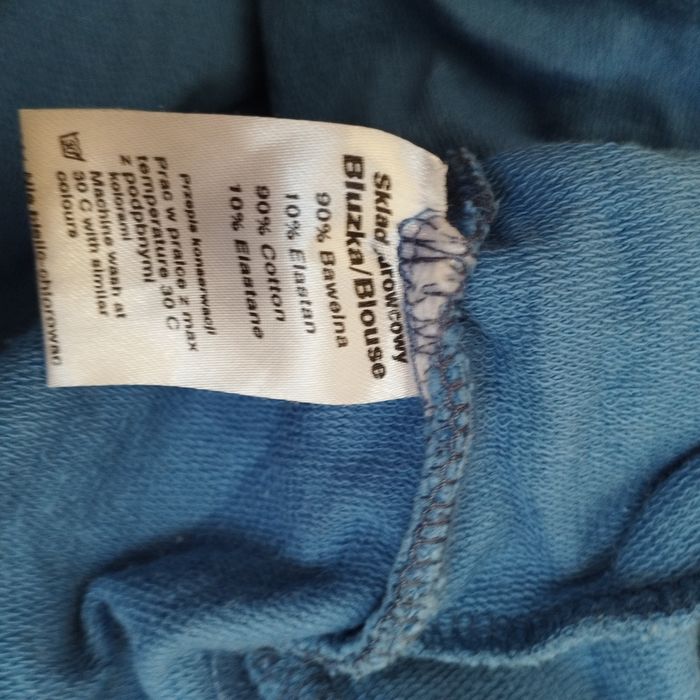 NIEBIESKA bluza damska dłuższa z kapturem LATYNKA XL