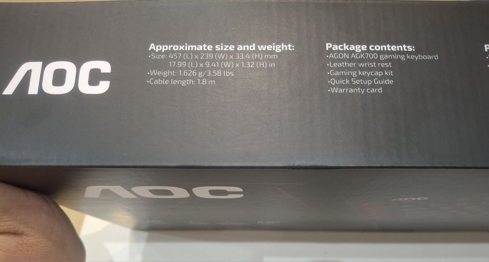 Teclado de computador mecânico, AOC_ Agk 700, NOVO, fechado na caixa.