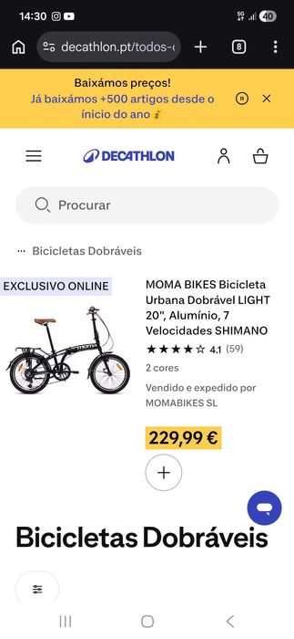 Bicicleta desdobrável Moma Bikes Light 24