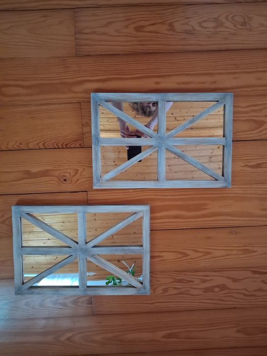 Dois espelhos janela decorativos , como novos !