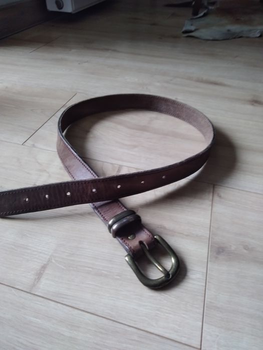 Pasek - jasny brąz - skóra.
