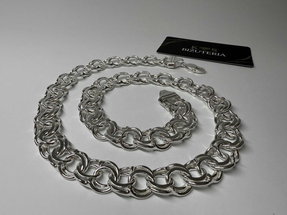 Srebrny Łańcuszek splot Garibaldii 60 CM 120 GRAM ! PR. 925 Okazja !