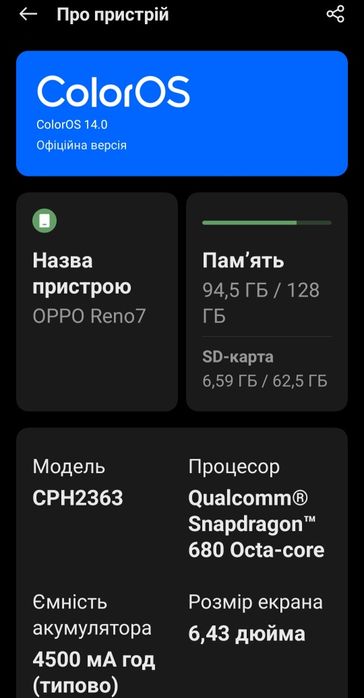 Oppo reno  7 4 G