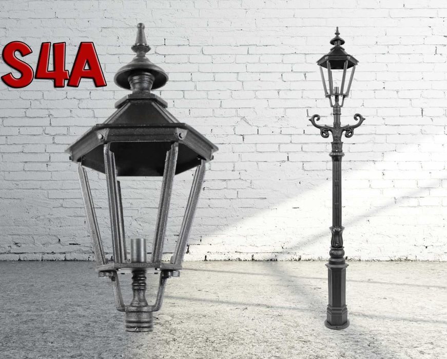 Klasyczna lampa latarnia żeliwna do ogrodu, Hc=275cm