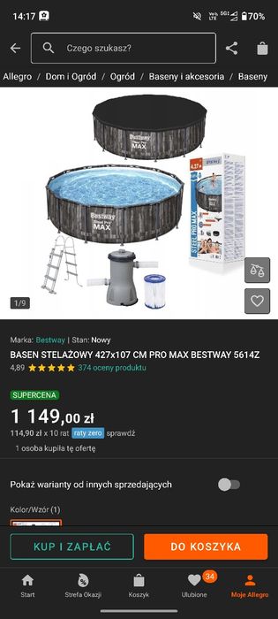 Basen bestway  427 cm średnica; pompa bestway