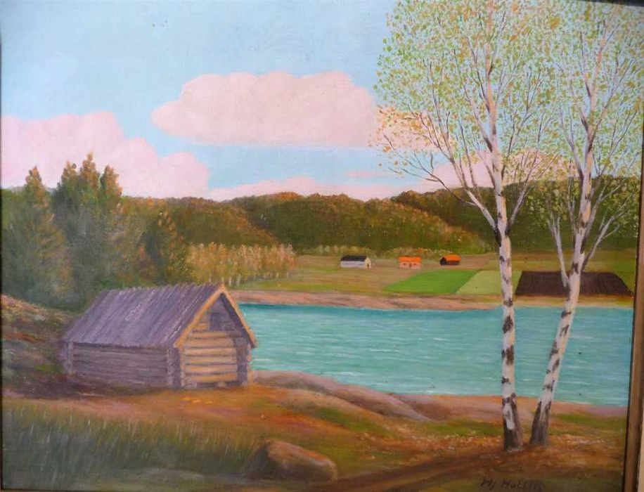 obraz na dykcie w drewnianej ramie 47x40cm