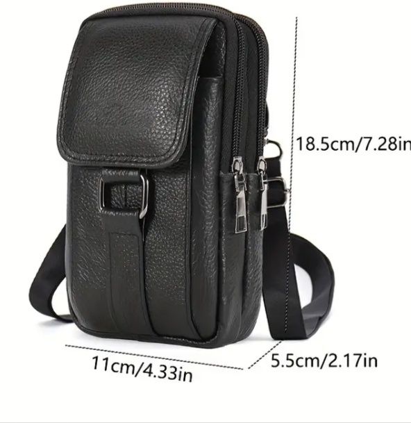 Кожаная сумочка на пояс или через плечо