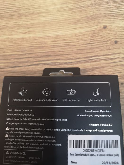Słuchawki Open Earbuds E5 Bluetooth Open Ear ENC IPX4 30h