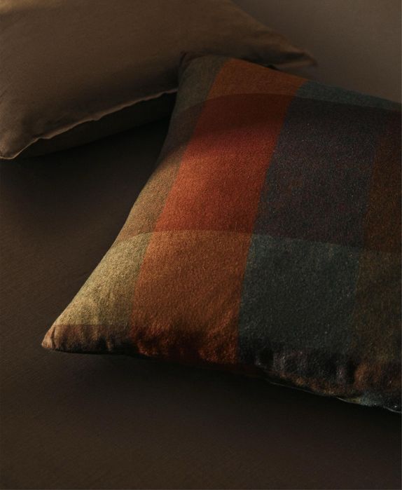 (75x50 CM) Fronha De Almofada Flanela Quadrados Zara Home NOVO