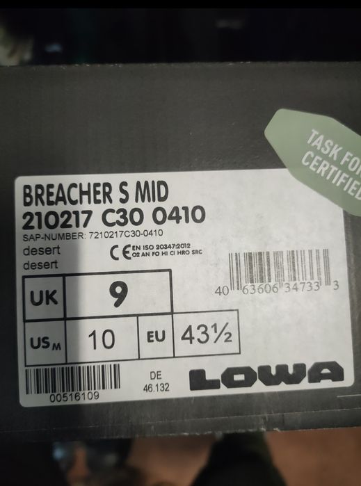 Buty taktyczne Lowa Breacher S Mid rozmiar 9, 43 1/3