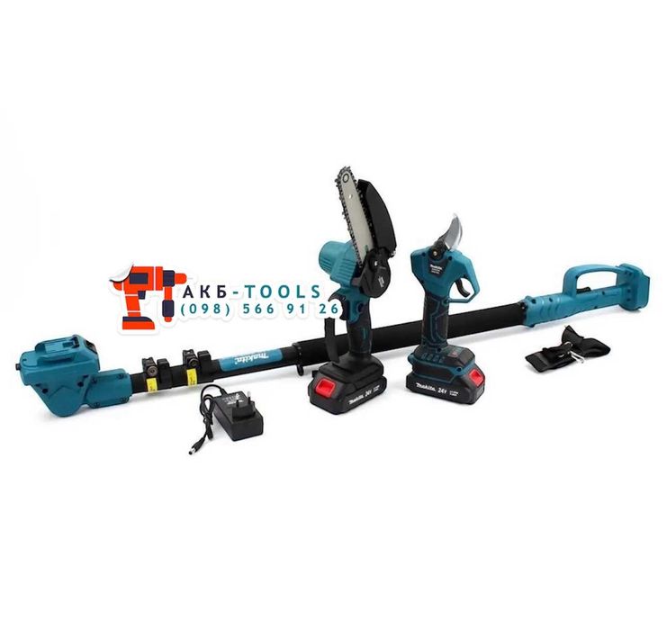 Набор Makita 3в1 Пила DUC155HN + Секатор DUP270 + Телескопічна штанга