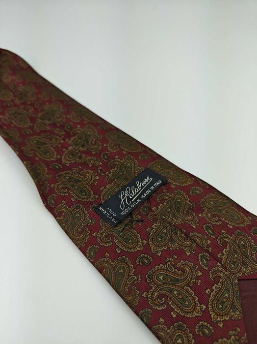 Calabrese bordowy jedwabny krawat paisley wrz231