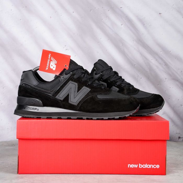 (1515) Кросівки рефлективні New Balance 574 повністю чорні (41-45)